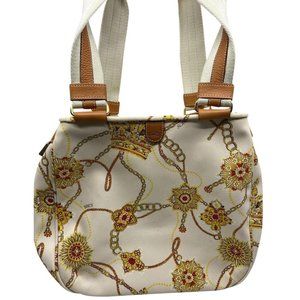 Bric's Cream Print Leather Shoulder Bag